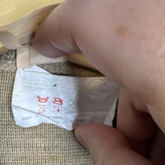 Vintage Caldwell Suede Trim Wool Cardigan Sweater Canada Tan Beige Men L Cable - Picture 6 of 7